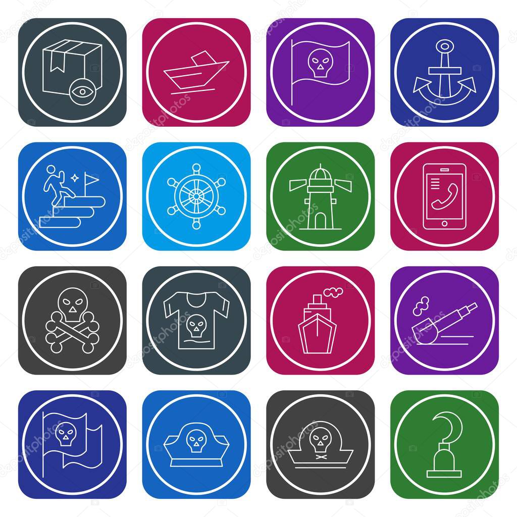 colorful different Universal Icons For Mobile Application and website, vector illustration 