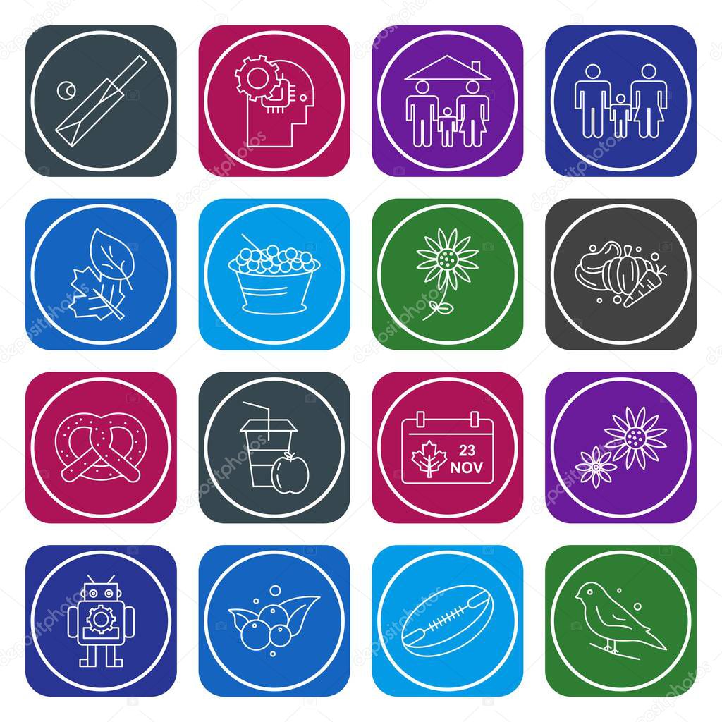 colorful different Universal Icons For Mobile Application and website, vector illustration 