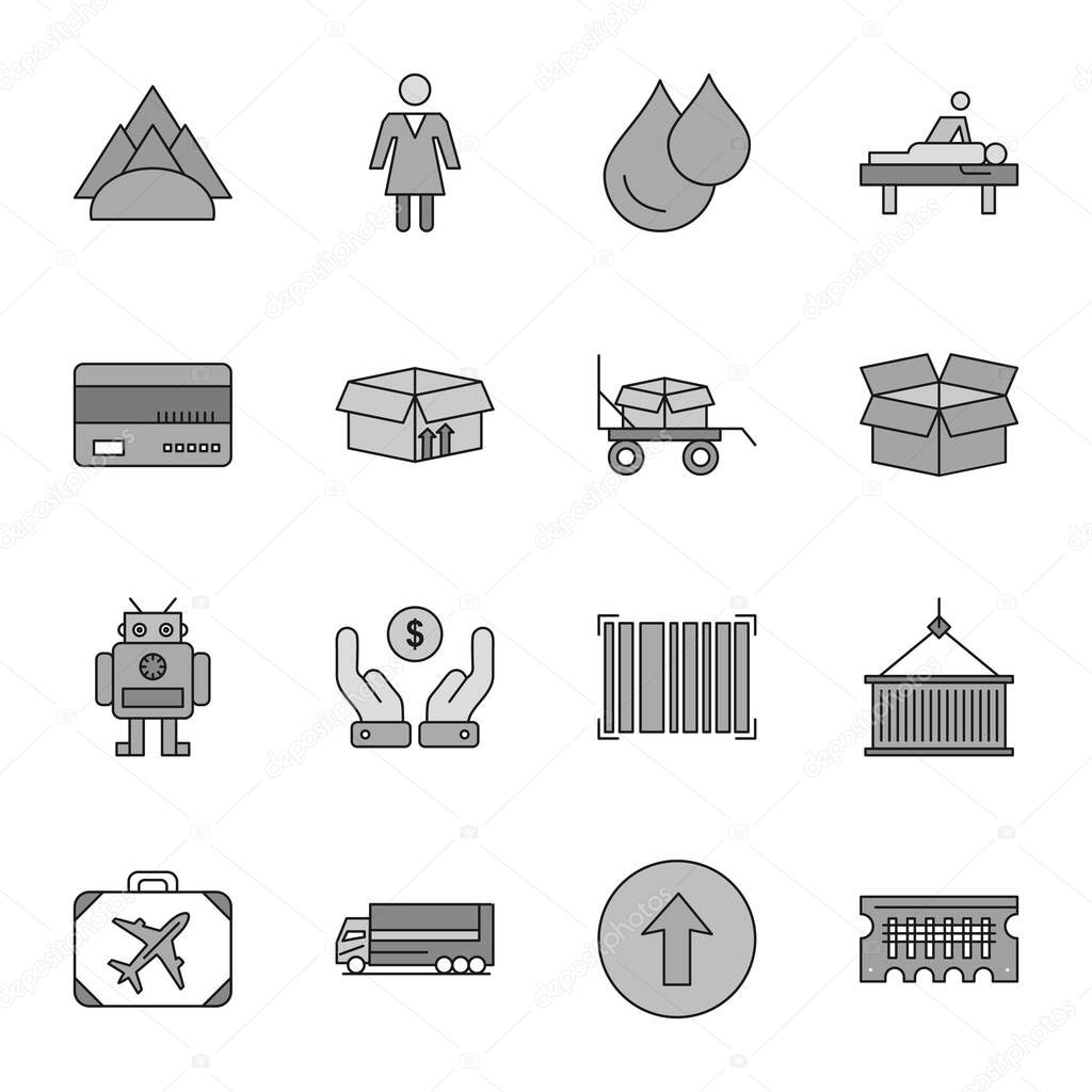 16 different Icons For Mobile Application and website, vector illustration 