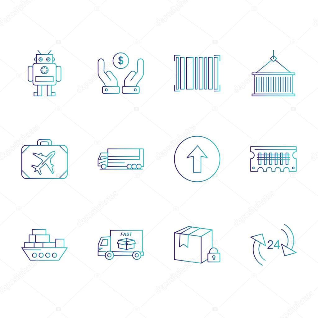 12 Simple Universal Related Icons, vector illustration 