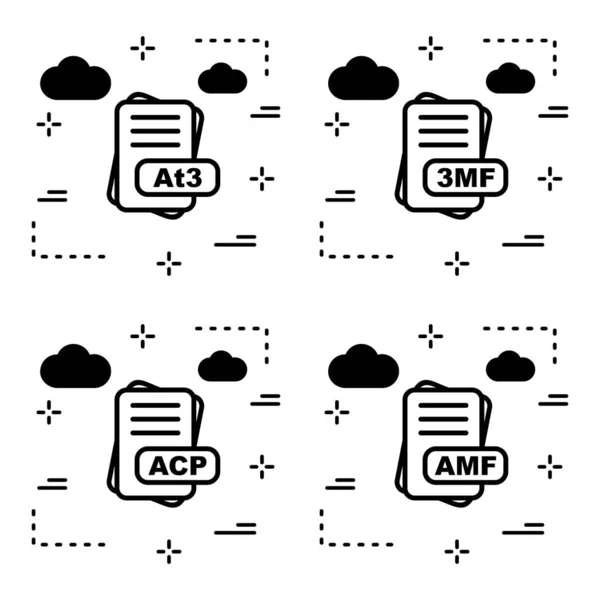 Conjunto Ícones Formato Arquivo Ilustração Vetorial —  Vetores de Stock