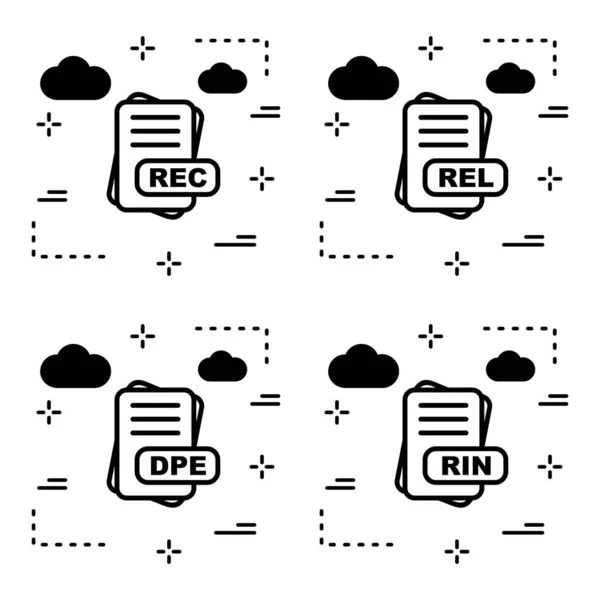 Set Icone Formato File Illustrazione Vettoriale — Vettoriale Stock