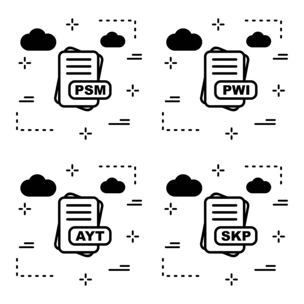 Ensemble Icônes Format Fichier Illustration Vectorielle — Image vectorielle