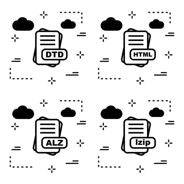 Ensemble Icônes Format Fichier Illustration Vectorielle — Image vectorielle