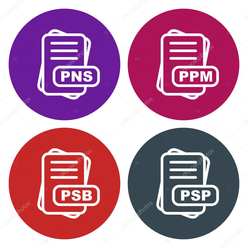Set of file format icons, vector illustration