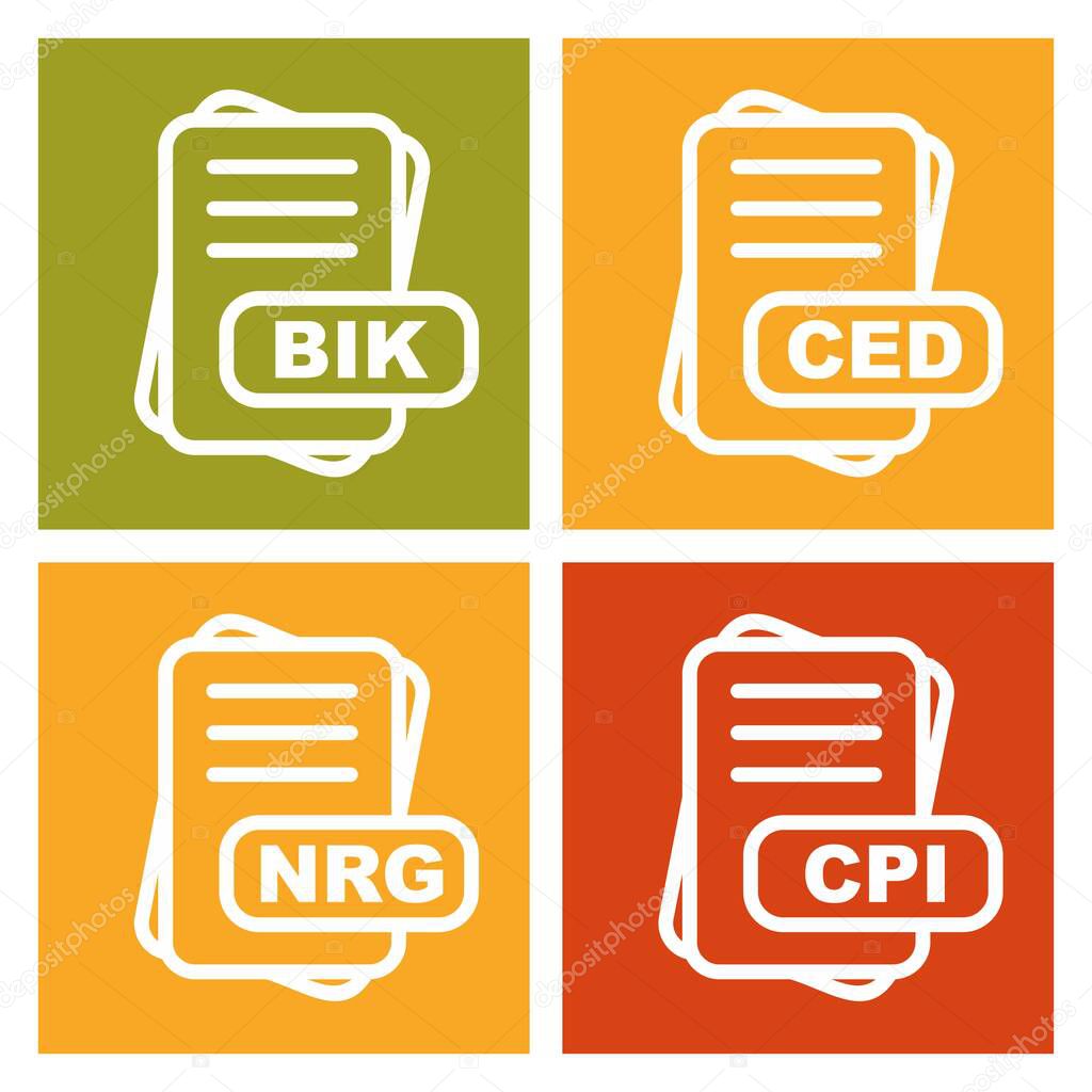 Set of file format icons, vector illustration