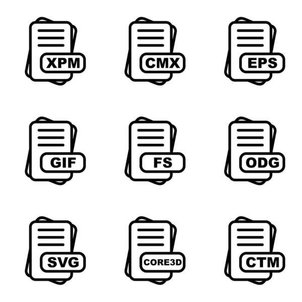 Set File Format Pictogrammen Voor Web Mobiele Applicatie Vector Illustratie — Stockvector