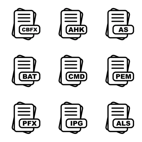 Set Von Dateiformat Symbolen Für Web Und Mobilanwendungen Vektorillustration — Stockvektor