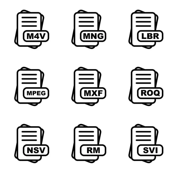 Set Von Dateiformat Symbolen Für Web Und Mobilanwendungen Vektorillustration — Stockvektor