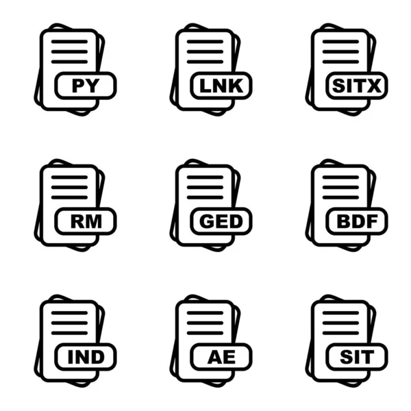 Set Von Dateiformat Symbolen Für Web Und Mobilanwendungen Vektorillustration — Stockvektor