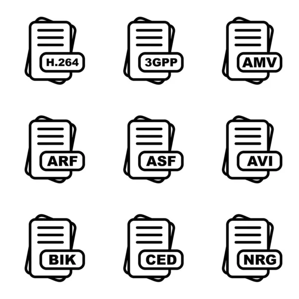 Set Von Dateiformat Symbolen Für Web Und Mobilanwendungen Vektorillustration — Stockvektor