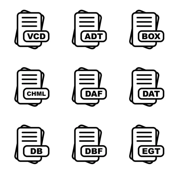 Set Von Dateiformat Symbolen Für Web Und Mobilanwendungen Vektorillustration — Stockvektor