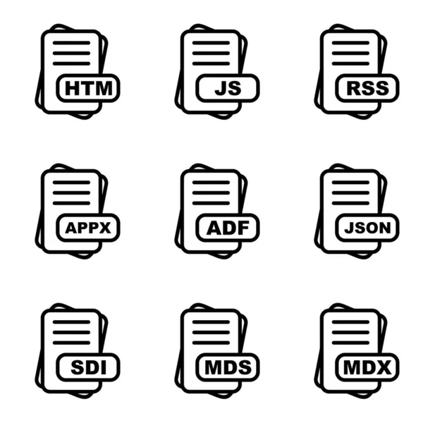 Set Von Dateiformat Symbolen Für Web Und Mobilanwendungen Vektorillustration — Stockvektor