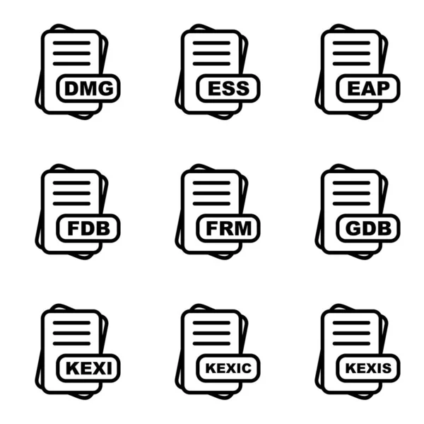 Set Von Dateiformat Symbolen Für Web Und Mobilanwendungen Vektorillustration — Stockvektor