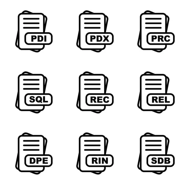 Set Von Dateiformat Symbolen Für Web Und Mobilanwendungen Vektorillustration — Stockvektor