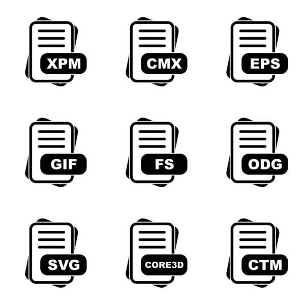 Set Von Dateiformat Symbolen Vektorillustration — Stockvektor
