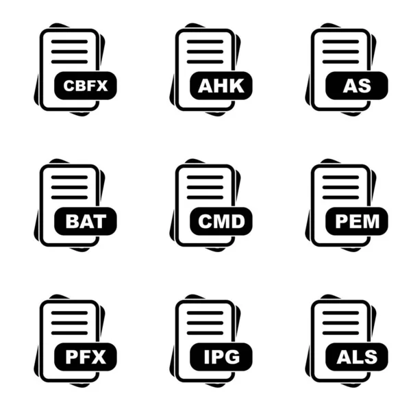 Ensemble Icônes Format Fichier Illustration Vectorielle — Image vectorielle