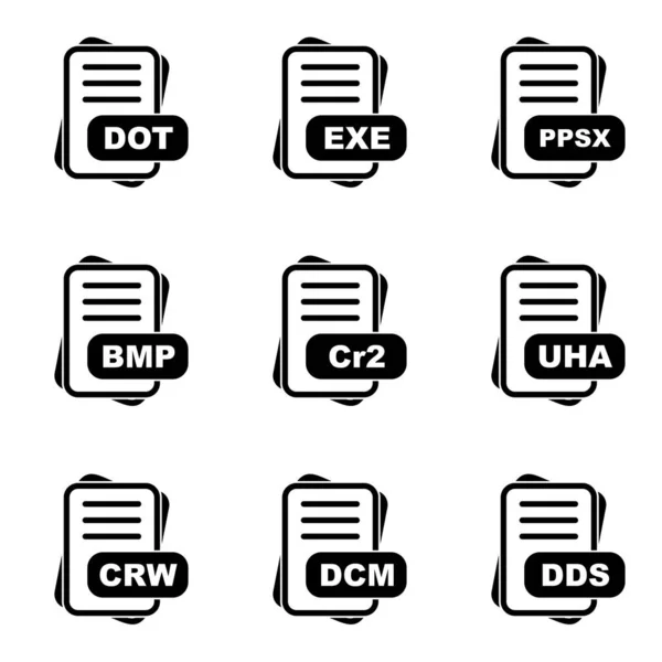 Ensemble Icônes Format Fichier Illustration Vectorielle — Image vectorielle