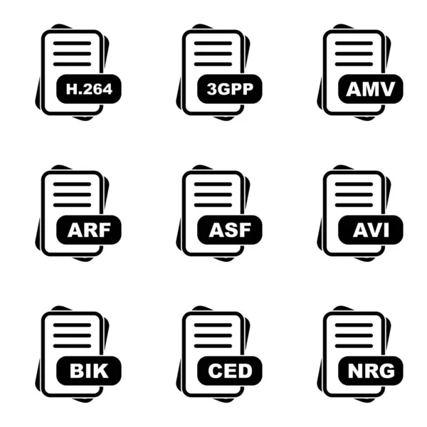 Uppsättning Filformat Ikoner Vektor Illustration — Stock vektor