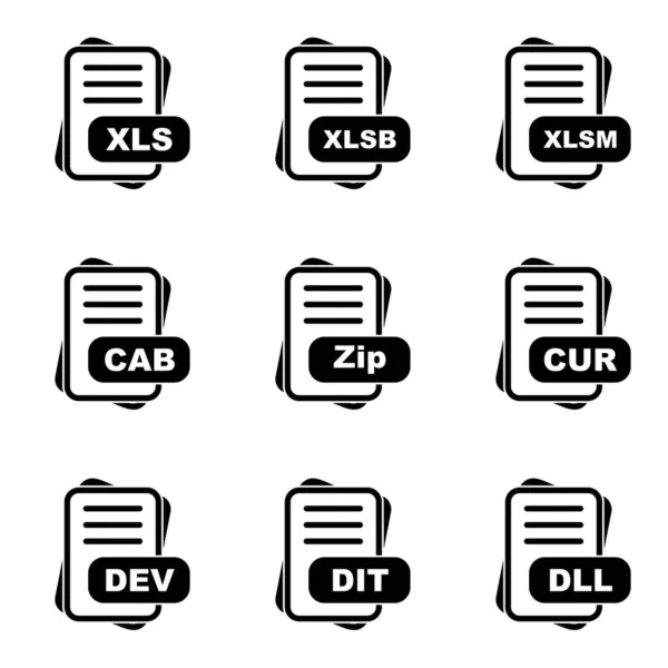 Set File Format Icons Vector Illustration — Stock Vector