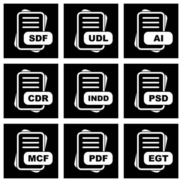 Uppsättning Filformat Ikoner För Webb Och Mobil Applikation Vektor Illustration — Stock vektor