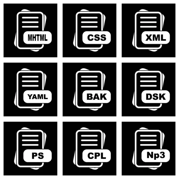 Set Von Dateiformat Symbolen Für Web Und Mobilanwendungen Vektorillustration — Stockvektor