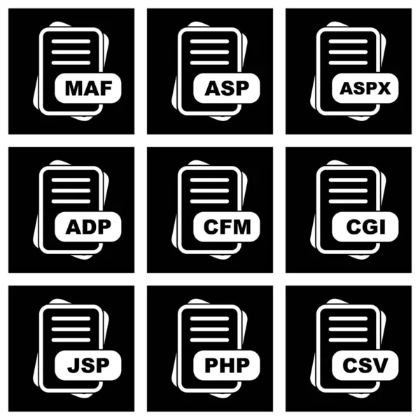 Set Icone Formato File Applicazioni Web Mobile Illustrazione Vettoriale — Vettoriale Stock