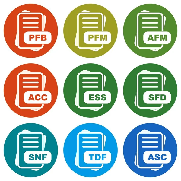 Set Von Dateiformat Symbolen Für Web Und Mobilanwendungen Vektorillustration — Stockvektor