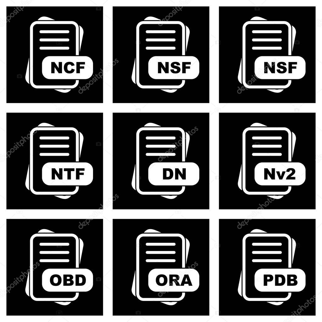  Set of file format icons, vector illustration  