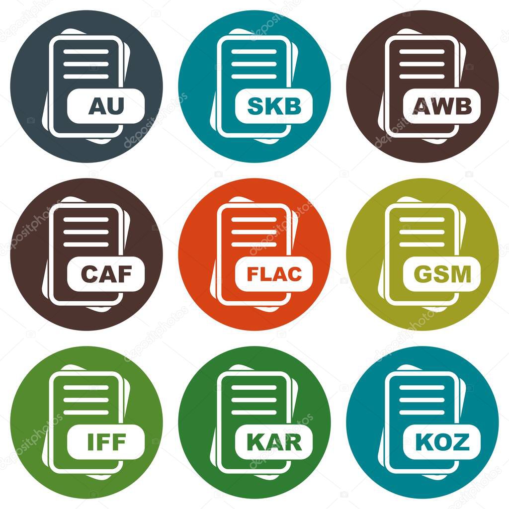 set of File Format icons for web and mobile application, vector illustration