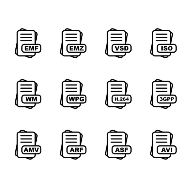 Conjunto Iconos Formato Archivo Vectorial — Vector de stock