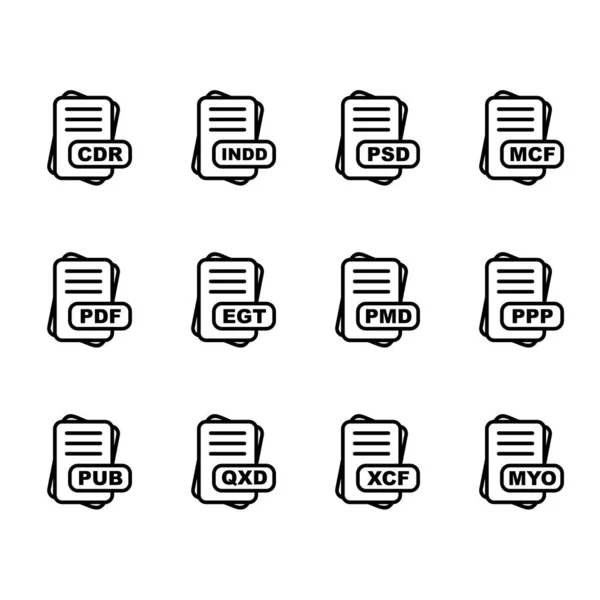 Satz Von Vektor Dateiformat Symbolen — Stockvektor