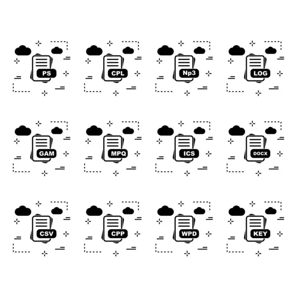 Conjunto Ícones Formato Arquivo Vetorial —  Vetores de Stock