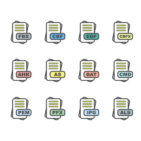 Conjunto Iconos Formato Archivo Vectorial — Archivo Imágenes Vectoriales