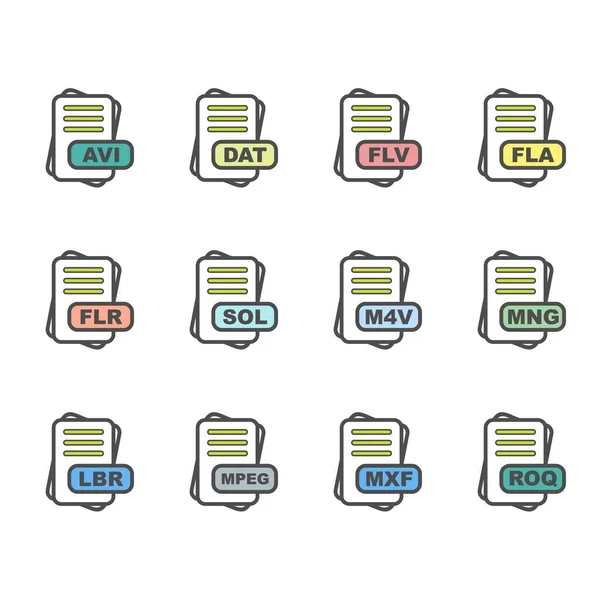 Conjunto Iconos Formato Archivo Vectorial — Archivo Imágenes Vectoriales