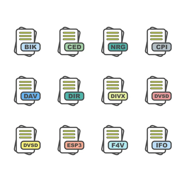 Conjunto Iconos Formato Archivo Vectorial — Archivo Imágenes Vectoriales