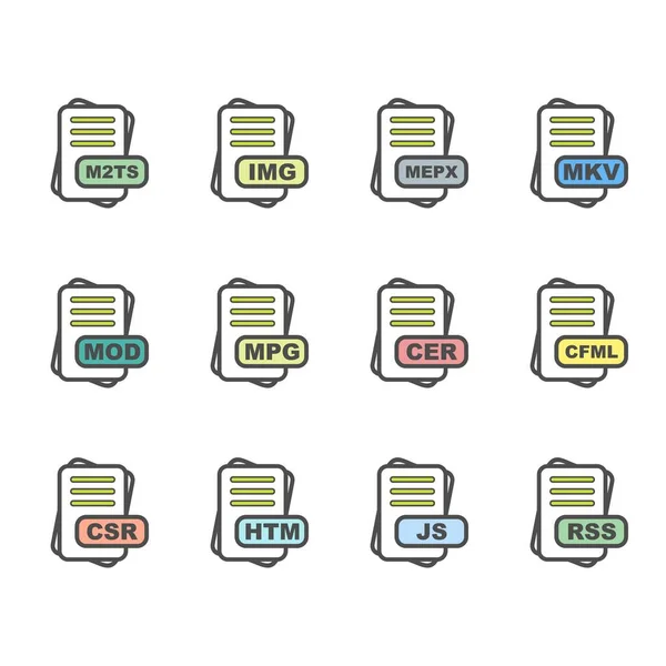 Conjunto Iconos Formato Archivo Vectorial — Archivo Imágenes Vectoriales