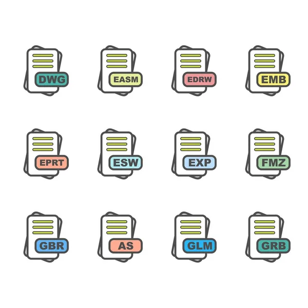 Conjunto Iconos Formato Archivo Vectorial — Vector de stock