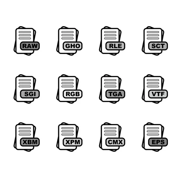 Conjunto Iconos Formato Archivo Vectorial — Vector de stock