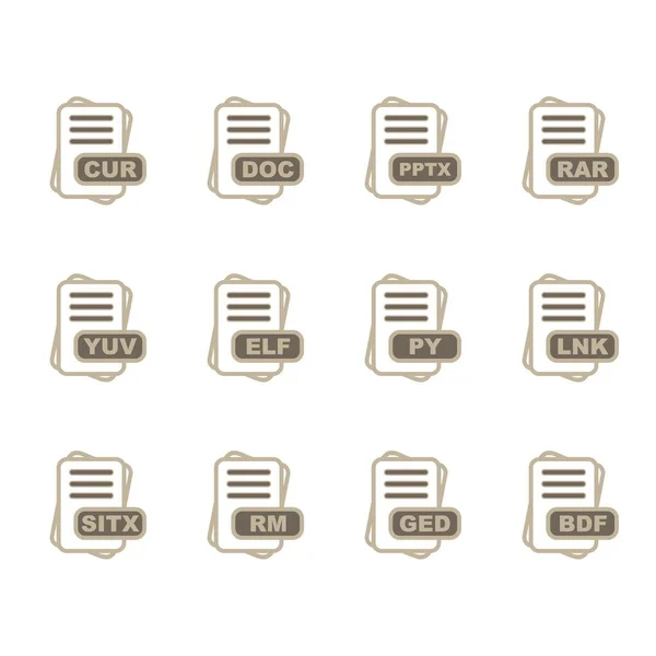 Conjunto Iconos Formato Archivo Vectorial — Vector de stock