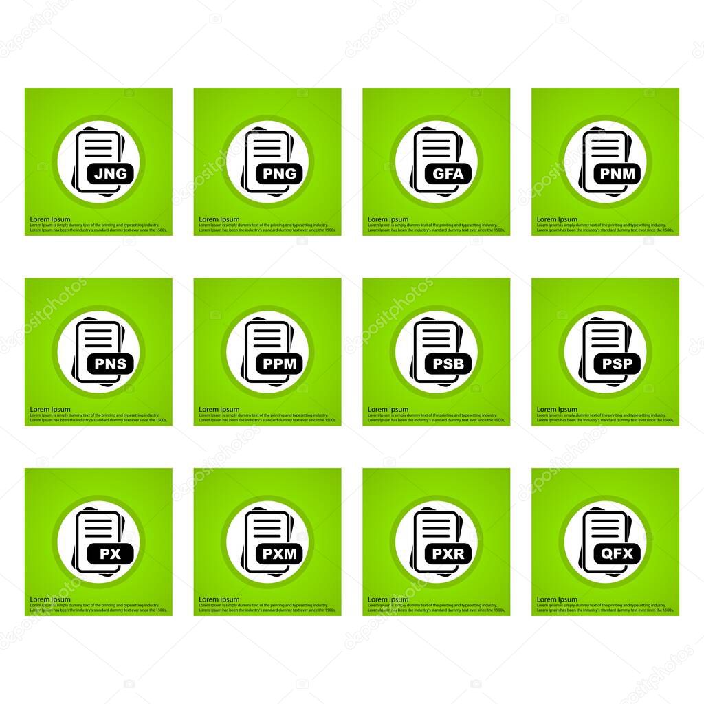  Set of vector file format icons