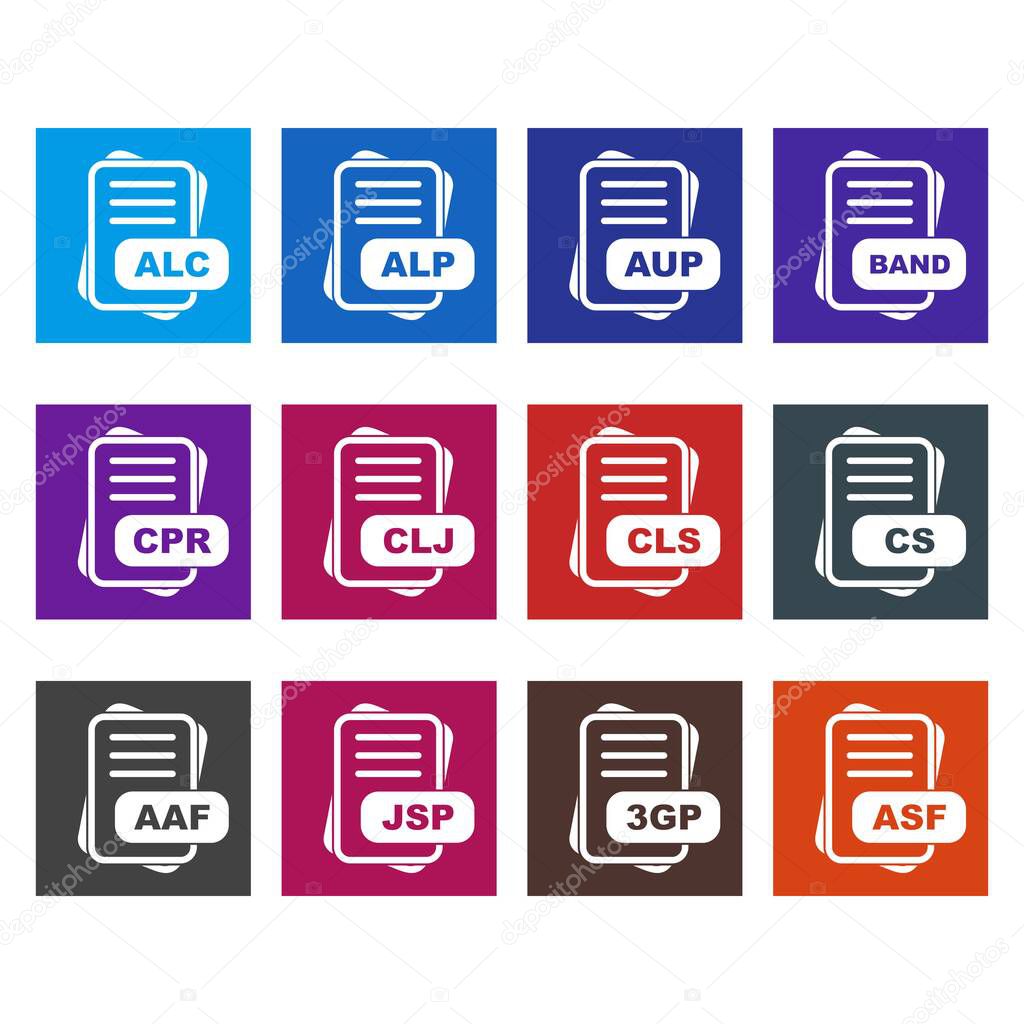  Set of vector file format icons