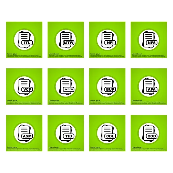 Conjunto Iconos Formato Archivo Vectorial — Vector de stock