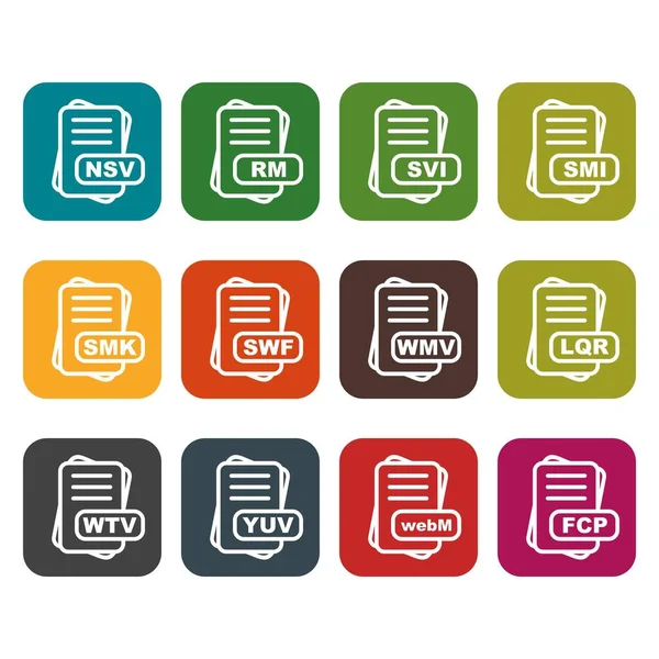 Conjunto Iconos Formato Archivo Vectorial — Vector de stock