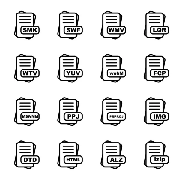 Satz Von Vektor Dateiformat Symbolen — Stockvektor