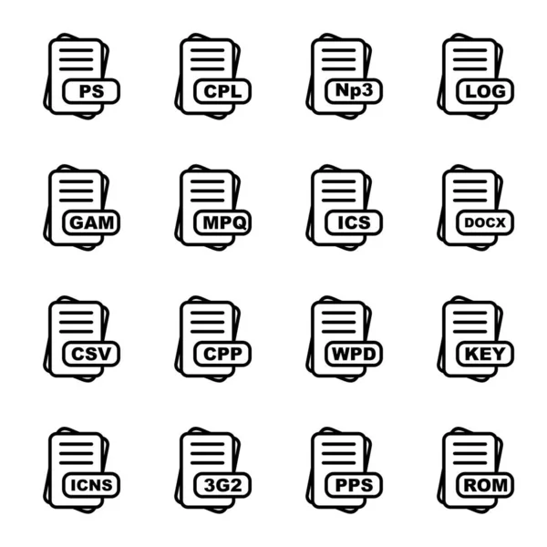 Set Vector File Format Icons — Stock Vector