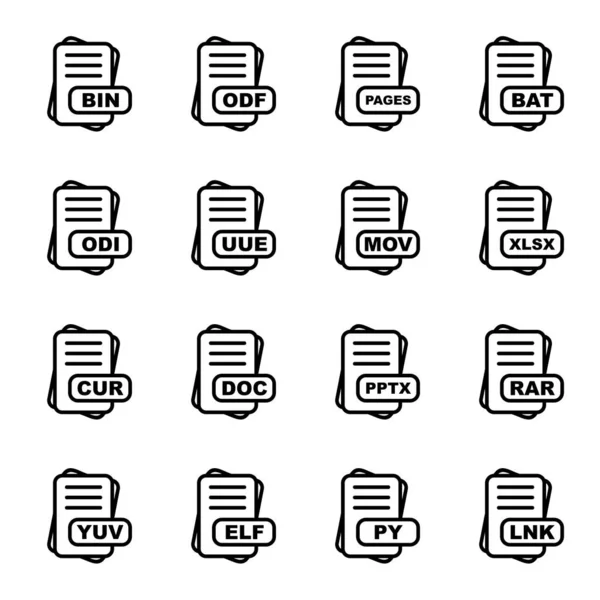 Satz Von Vektor Dateiformat Symbolen — Stockvektor