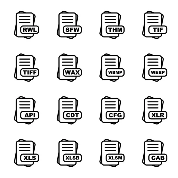 Satz Von Vektor Dateiformat Symbolen — Stockvektor