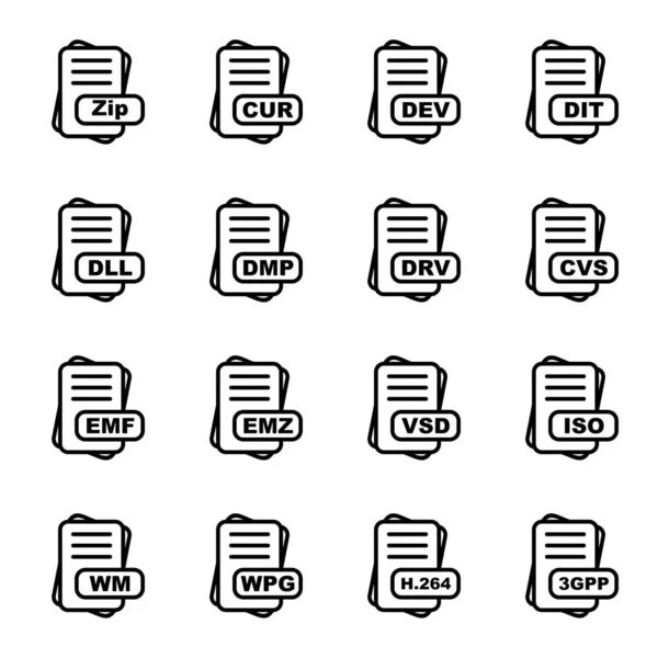 Conjunto Iconos Formato Archivo Vectorial — Vector de stock