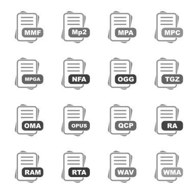  Dosya biçimi simgeleri, vektör illüstrasyonları